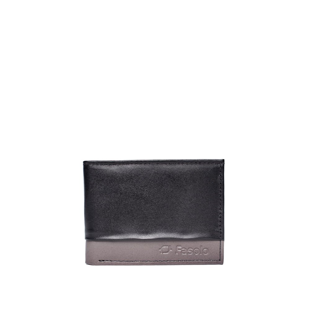 Carteira Masculina Fasolo K908033293 Couro Slim Preto/Cinza