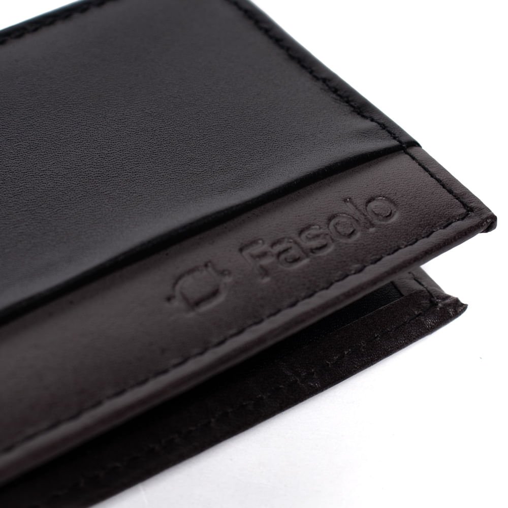 Carteira Masculina Fasolo K908033293 Couro Slim Preto/Cinza Preto 4