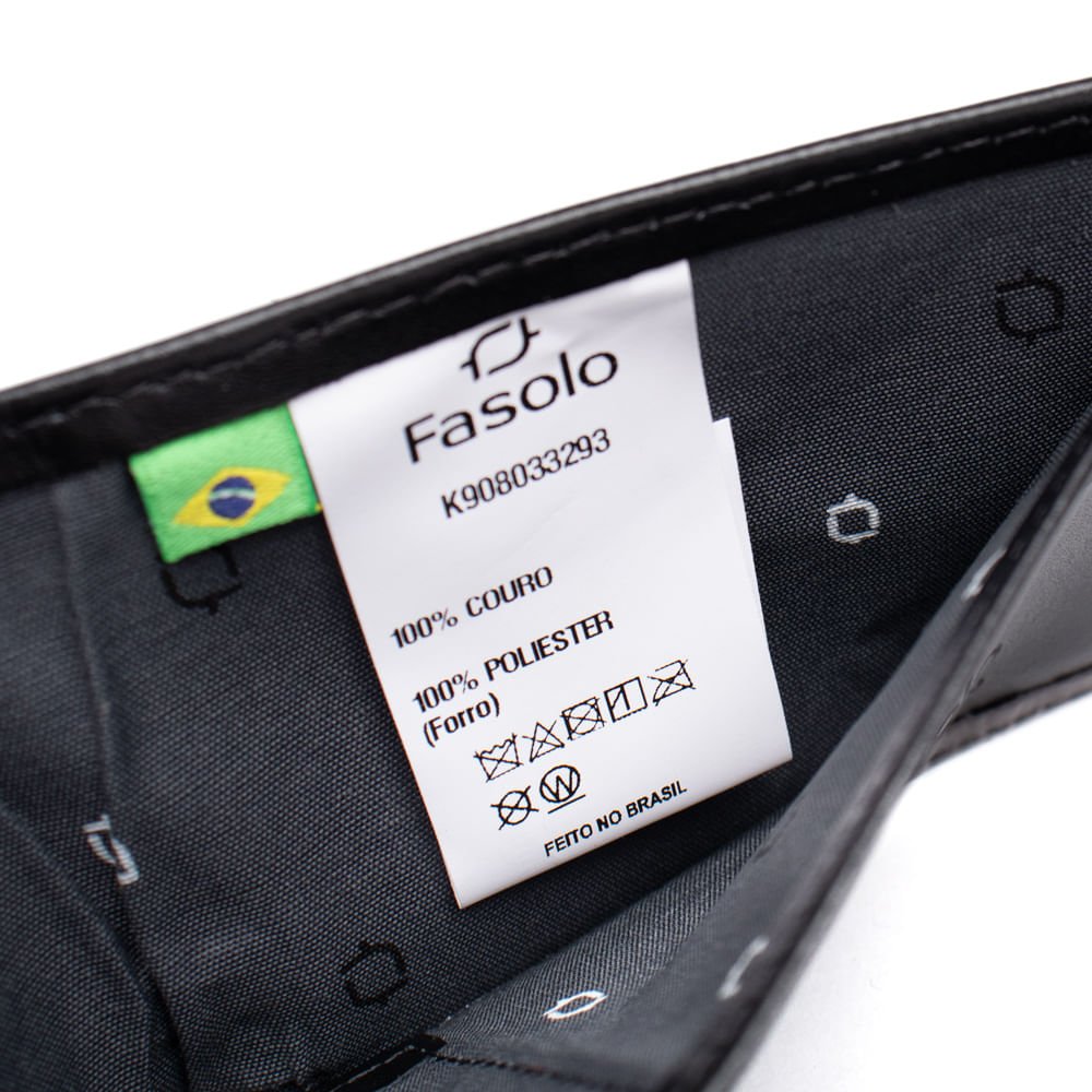 Carteira Masculina Fasolo K908033293 Couro Slim Preto/Cinza Preto 5