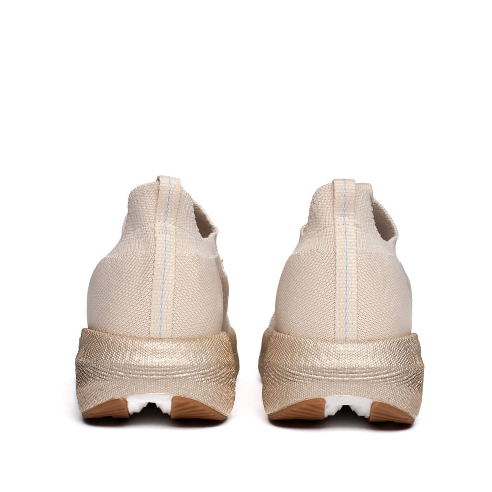 Tênis Feminino Actvitta Knit Conforto Off White/Caramelo Bege 3