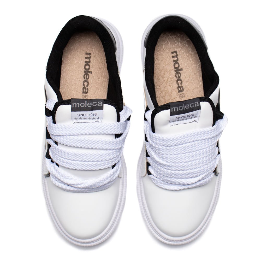 Tênis Feminino Moleca Urbano Napa Turim Branco/Preto Branco 4