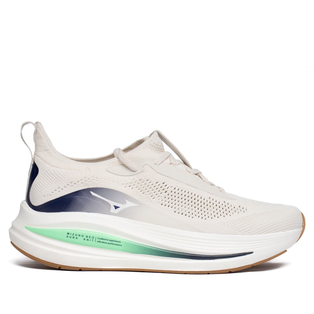 Tênis Masculino Mizuno Neo Aura Knit Off White/Marinho