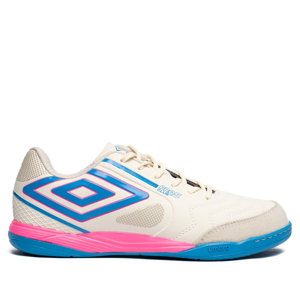 Chuteira Futsal Masculina Umbro Pro 5 Bump Off White/Azul