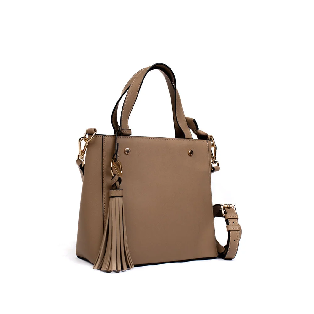 Bolsa Feminina WJ Tiracolo Pequena Estruturada Bege Bege 3