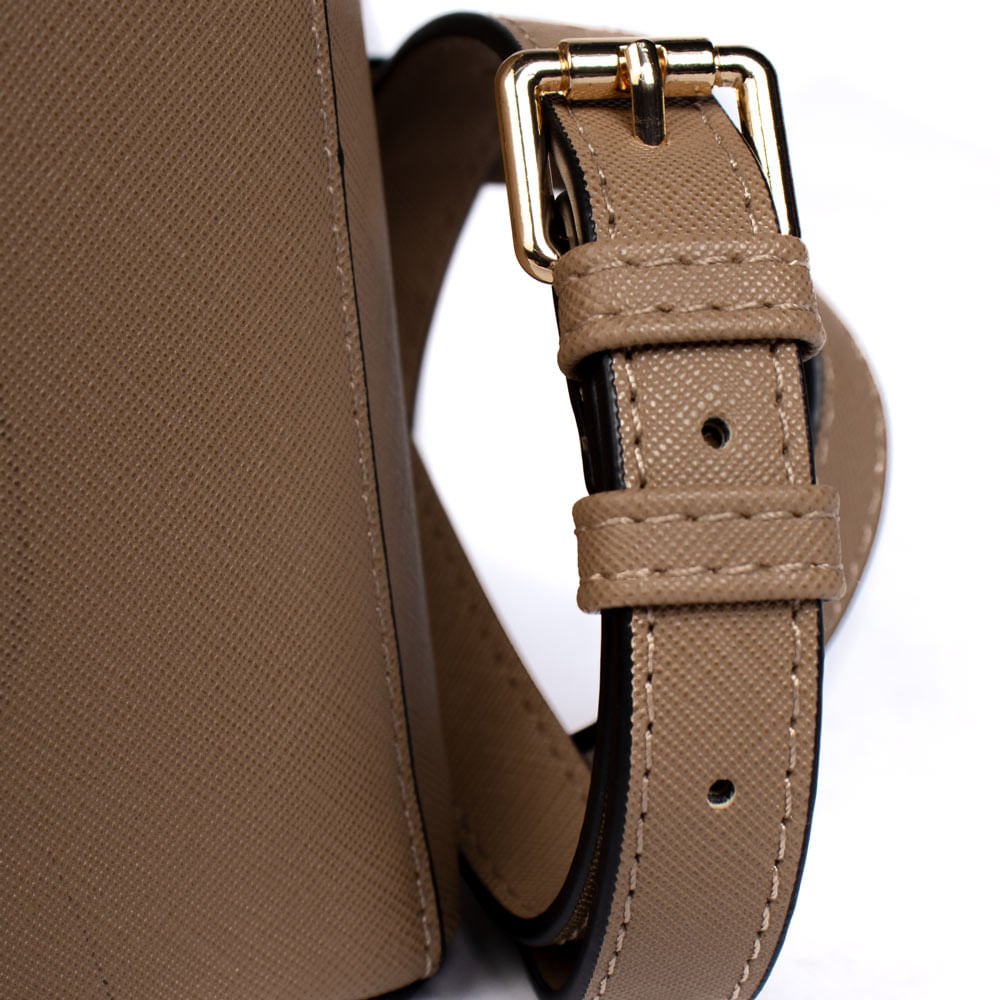 Bolsa Feminina WJ Tiracolo Pequena Estruturada Bege Bege 5