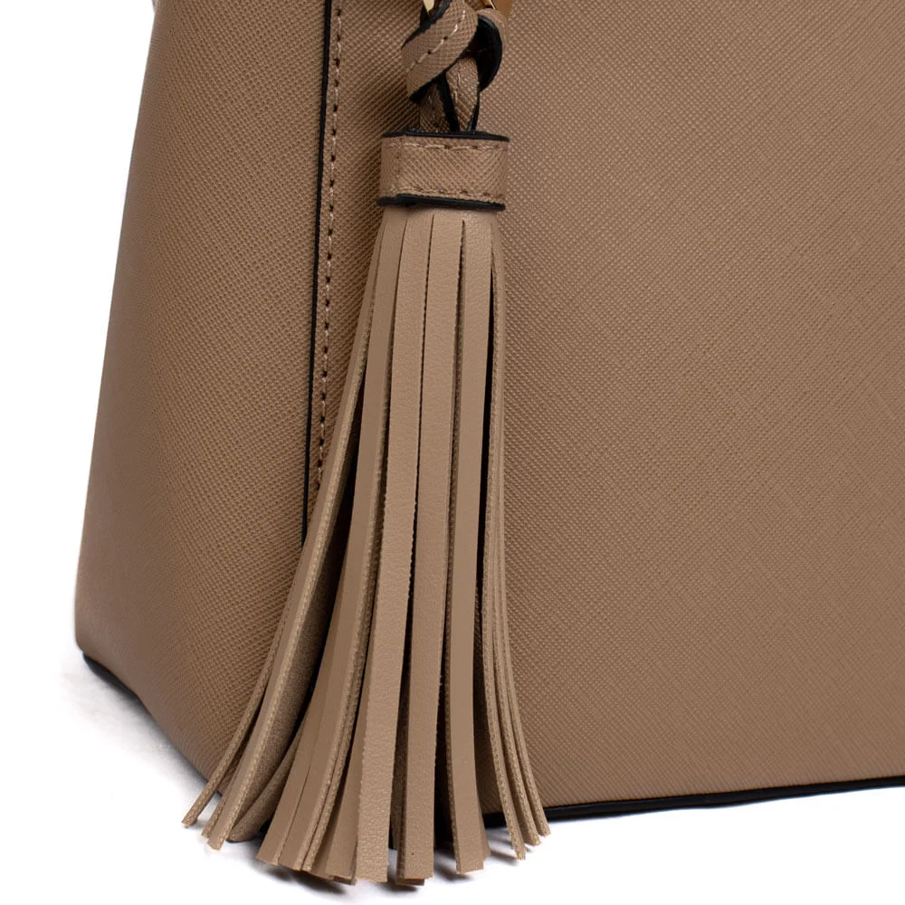 Bolsa Feminina WJ Tiracolo Pequena Estruturada Bege Bege 6