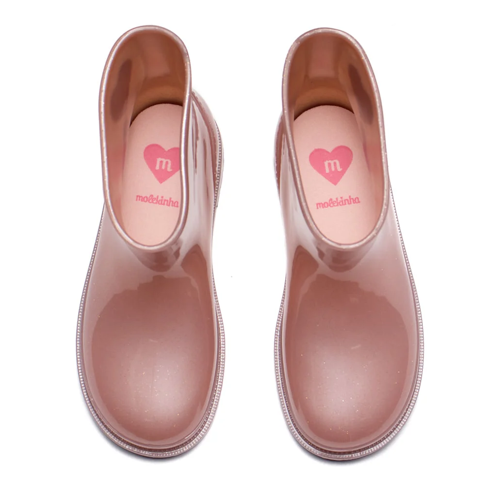 Bota Infantil Molekinha Galocha PVC Perolado Rosa Rosa 4
