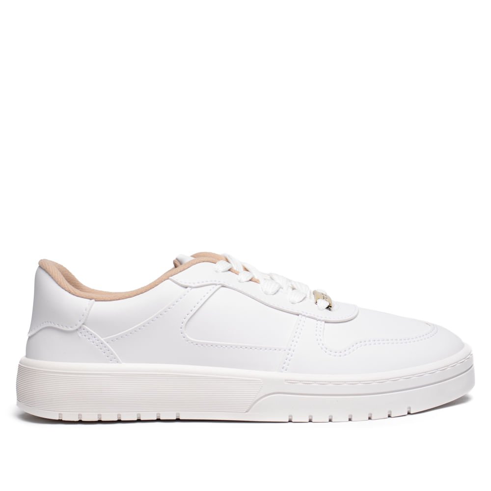 Tênis Feminino Moleca Napa Sardenha Recortes Branco