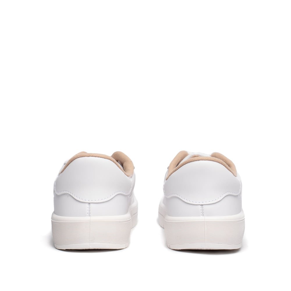 Tênis Feminino Moleca Napa Sardenha Recortes Branco Branco 3