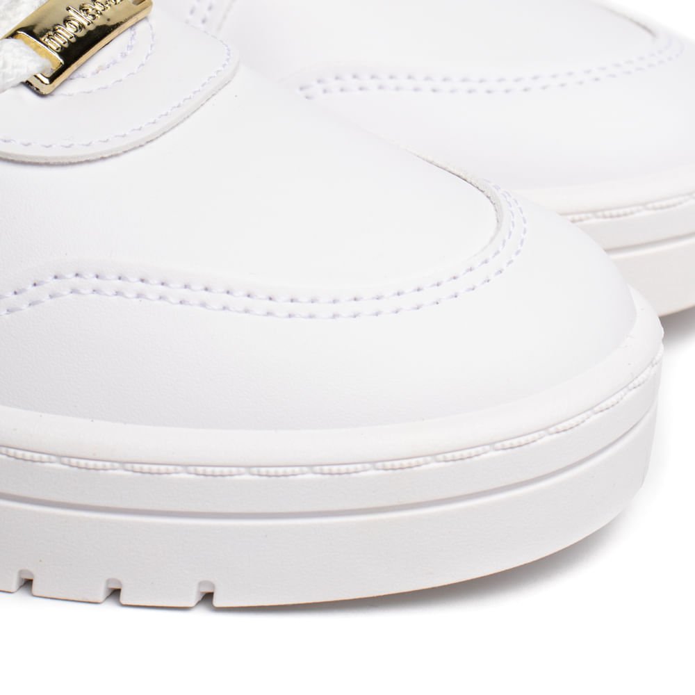 Tênis Feminino Moleca Napa Sardenha Recortes Branco Branco 5