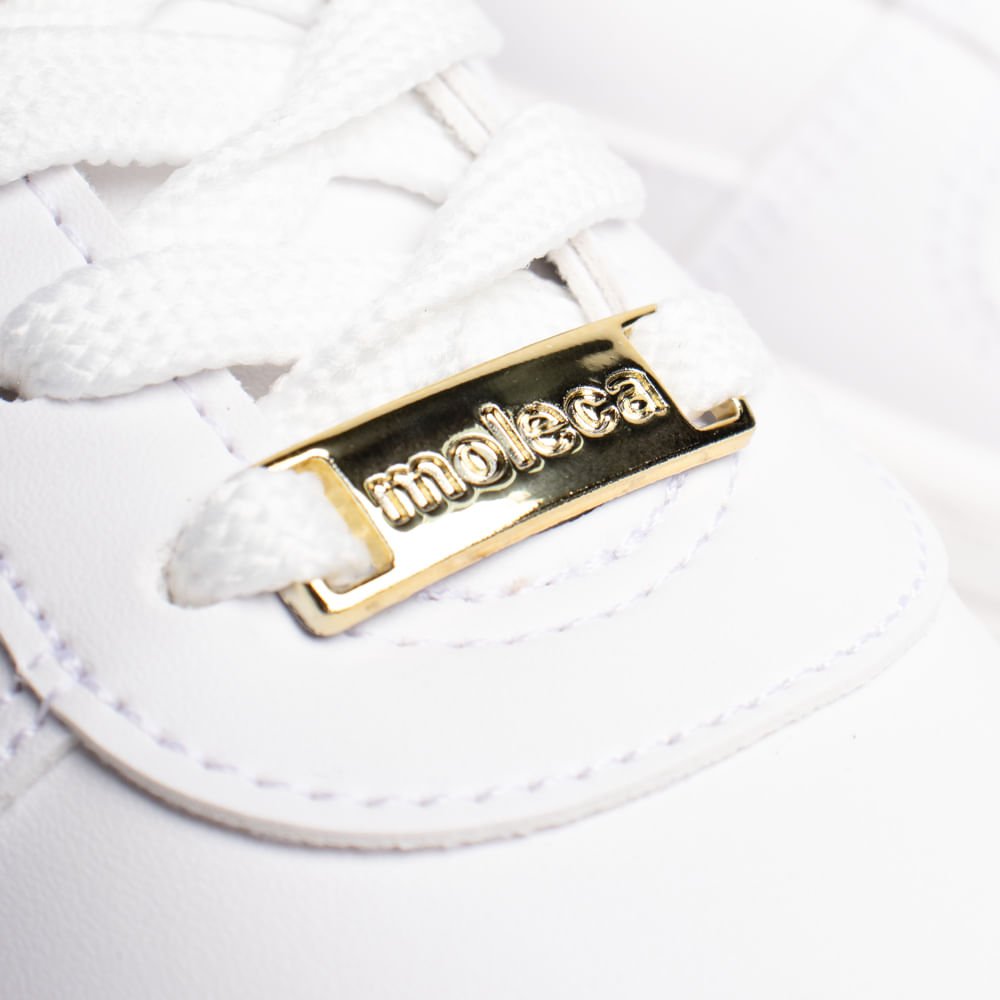 Tênis Feminino Moleca Napa Sardenha Recortes Branco Branco 6