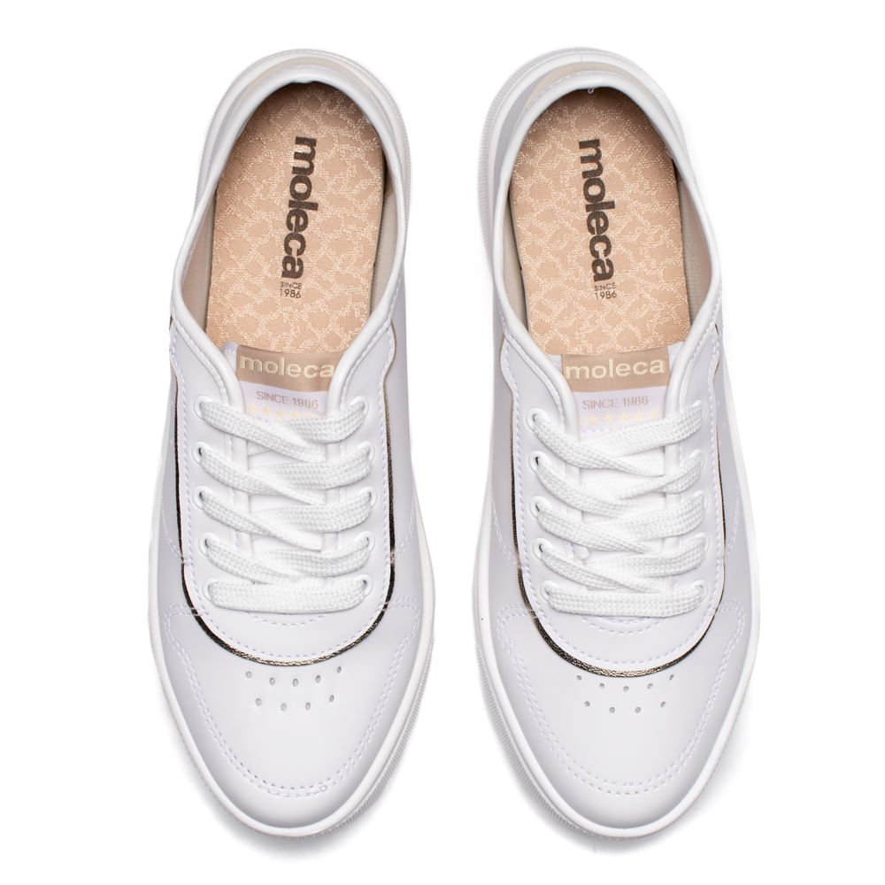 Tênis Feminino Moleca Flatform Napa Sardenha Branco Branco 4