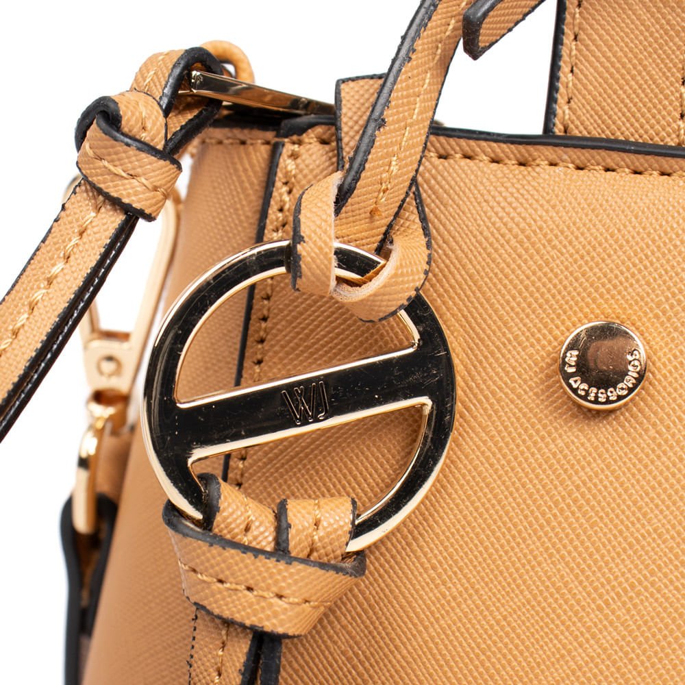 Bolsa Feminina WJ Tiracolo Pequena Estruturada Caramelo Marrom 4