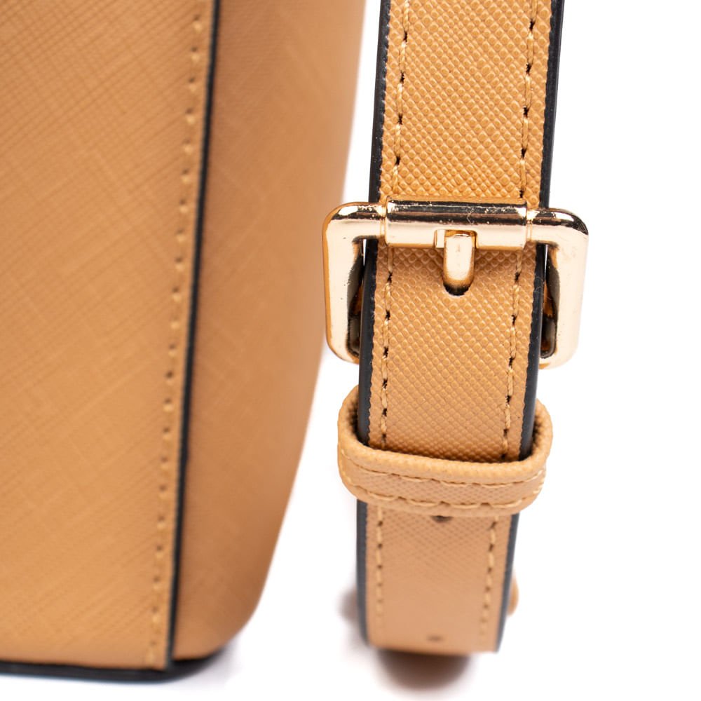 Bolsa Feminina WJ Tiracolo Pequena Estruturada Caramelo Marrom 6