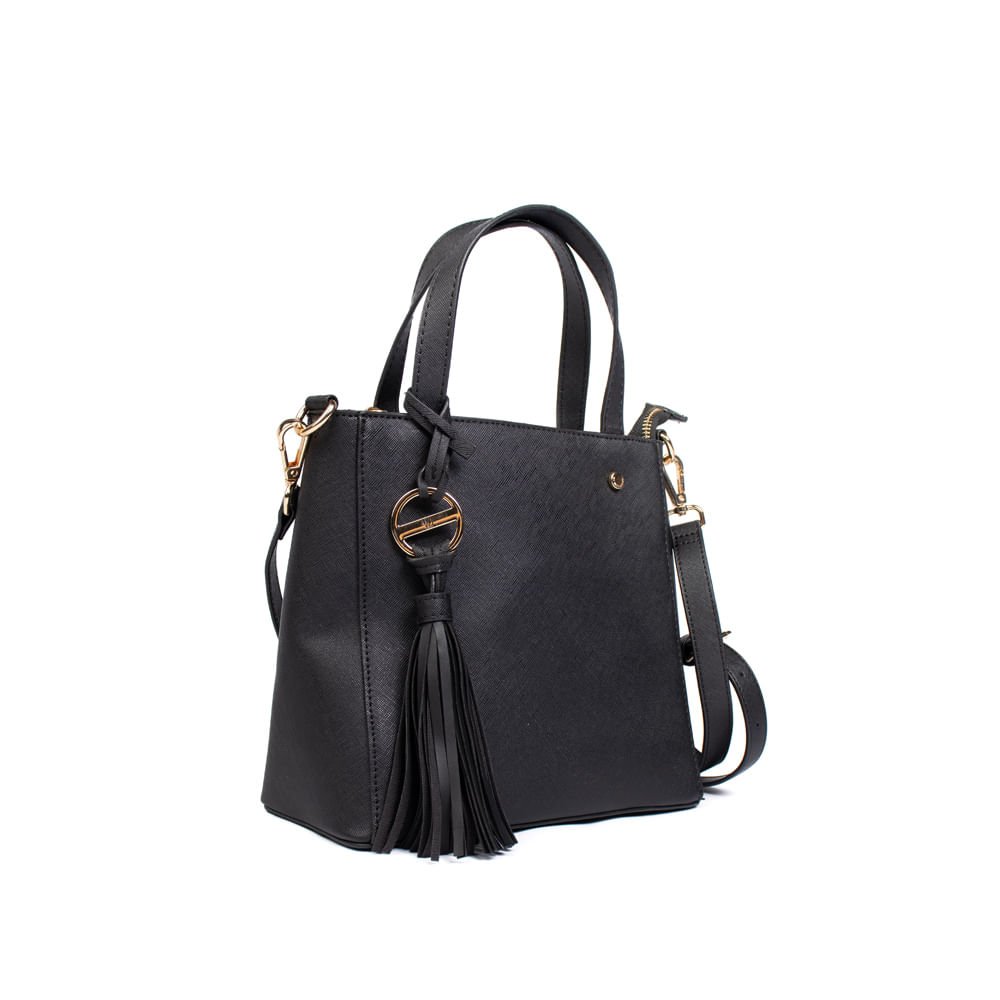Bolsa Feminina WJ Tiracolo Pequena Estruturada Preto Preto 3