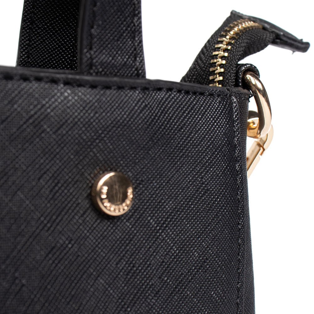 Bolsa Feminina WJ Tiracolo Pequena Estruturada Preto Preto 5