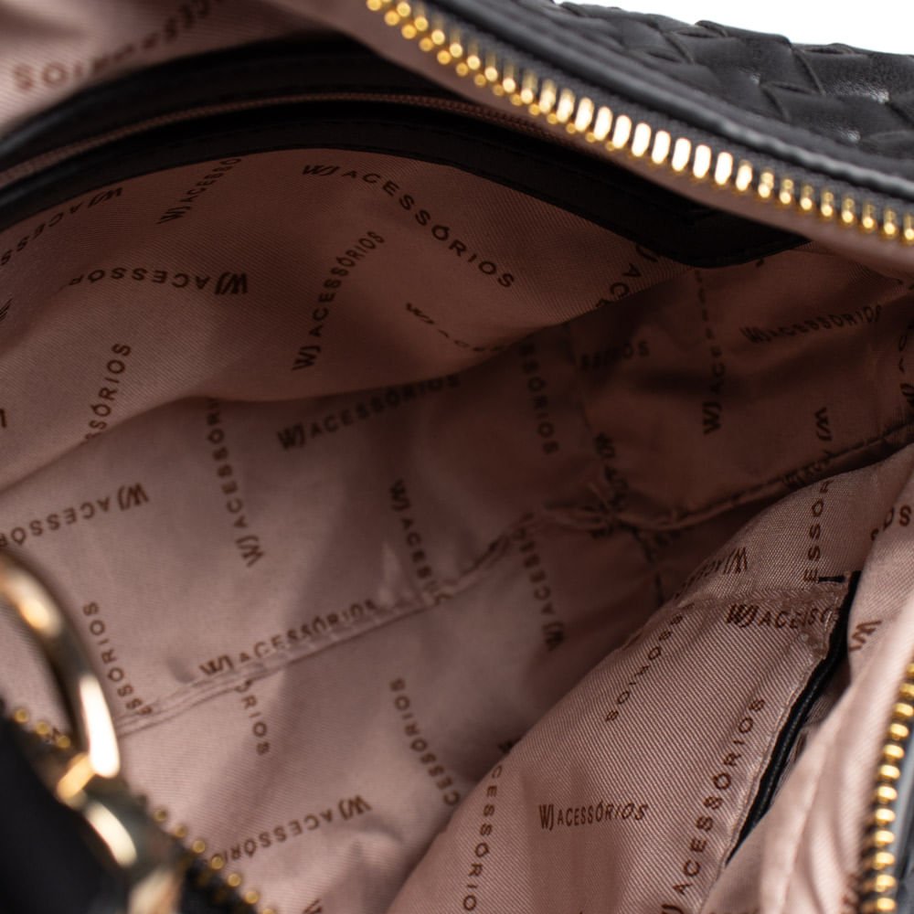 Bolsa Feminina WJ Hobo Média Tressê Preto Preto 3