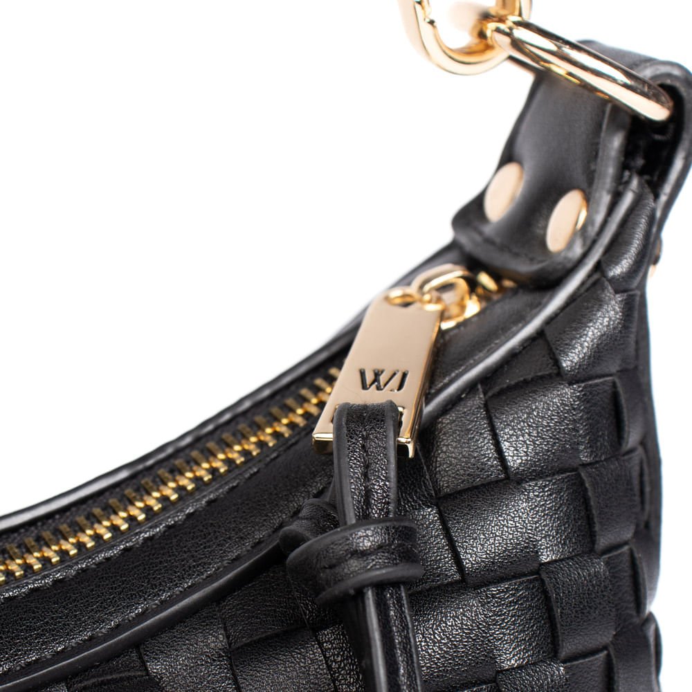 Bolsa Feminina WJ Hobo Média Tressê Preto Preto 4