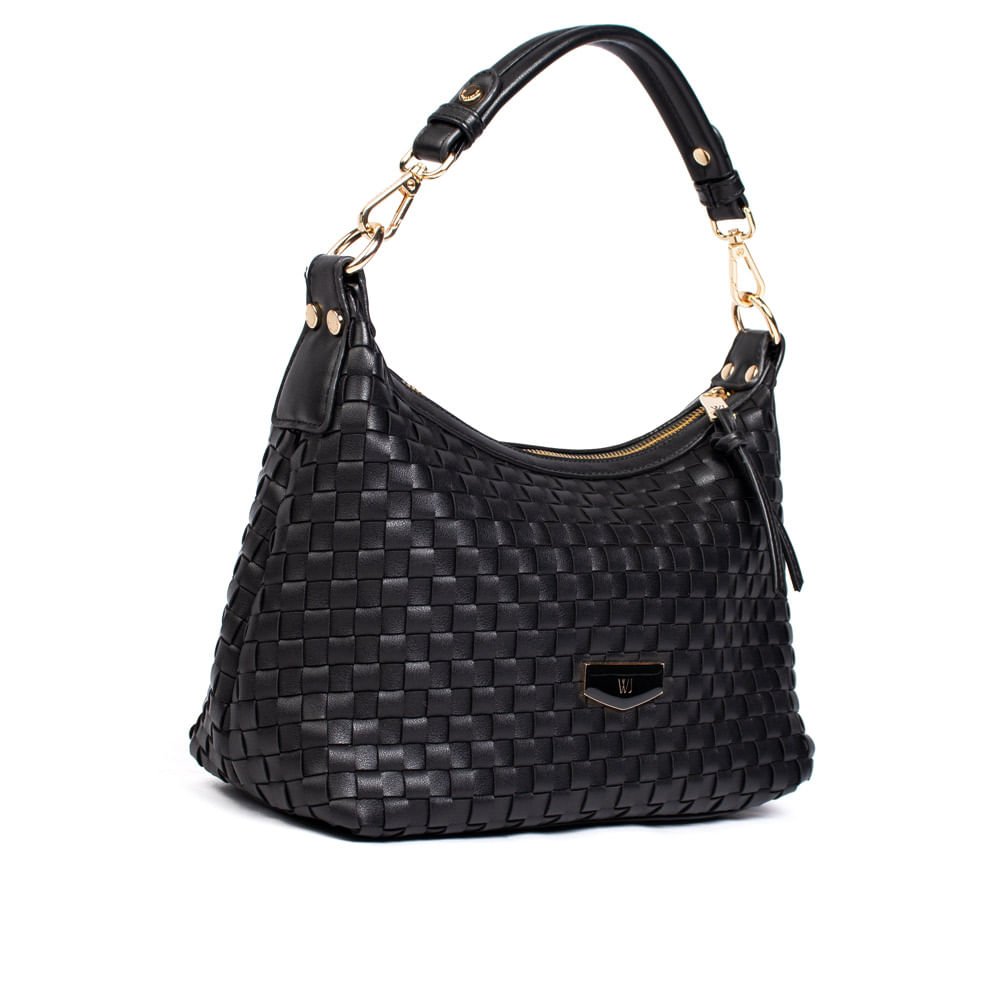 Bolsa Feminina WJ Hobo Média Tressê Preto Preto 5