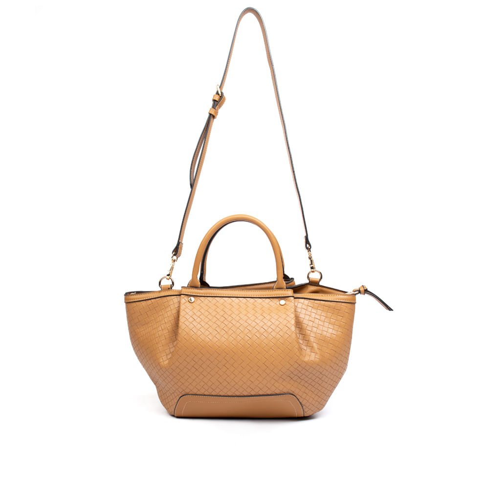 Bolsa Feminina WJ Satchel Tote Grande Tressê Caramelo Marrom 2