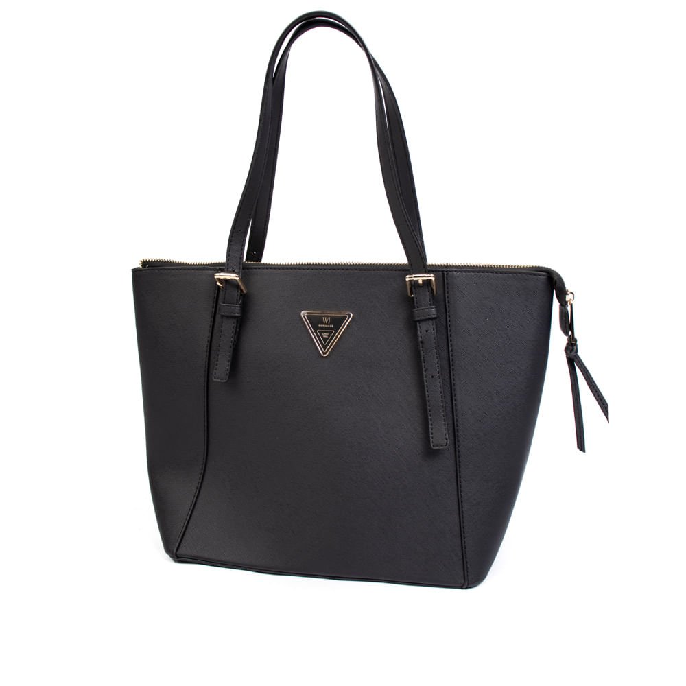 Bolsa Feminina WJ Média Alça Ombro Texturizada Preto