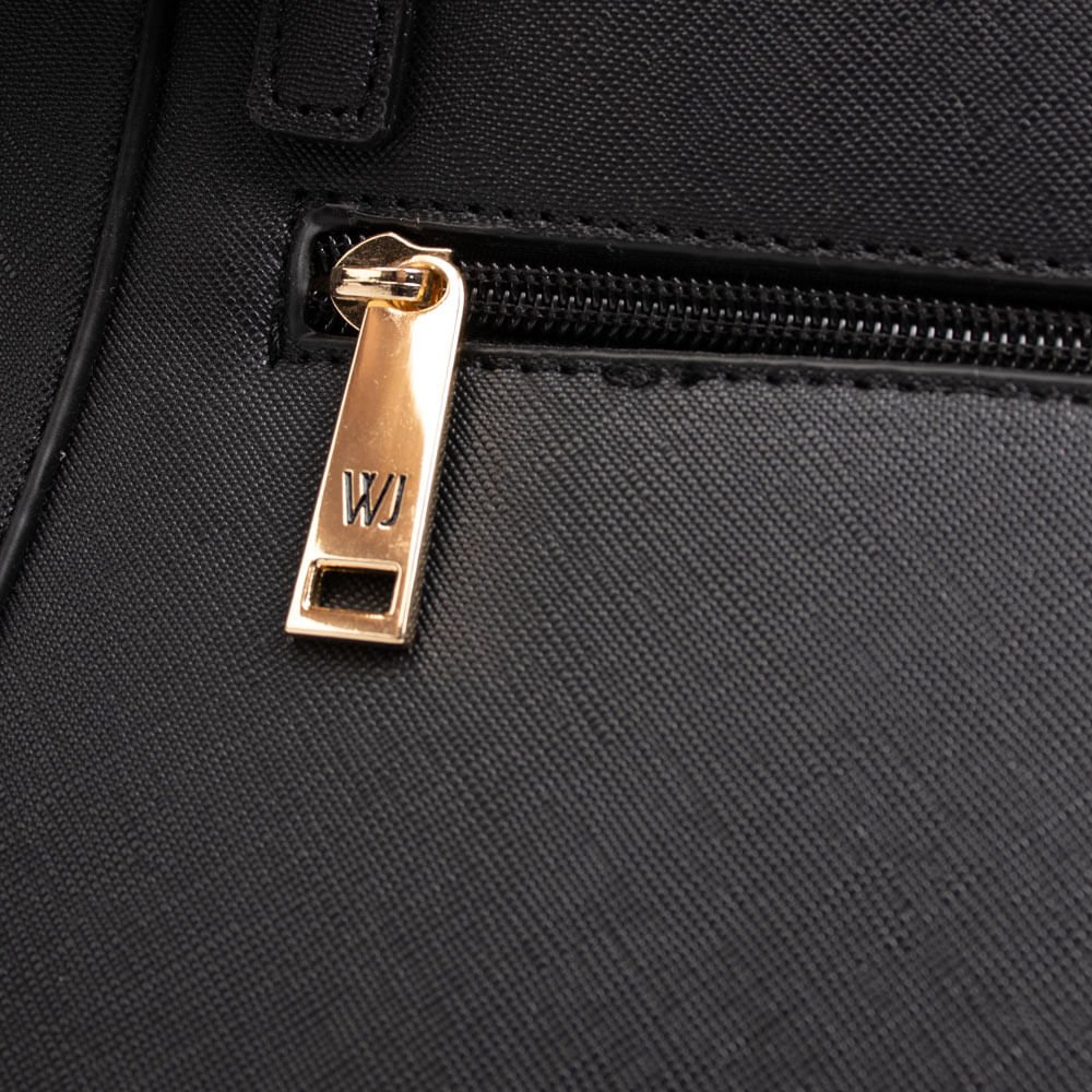 Bolsa Feminina WJ Média Alça Ombro Texturizada Preto Preto 5