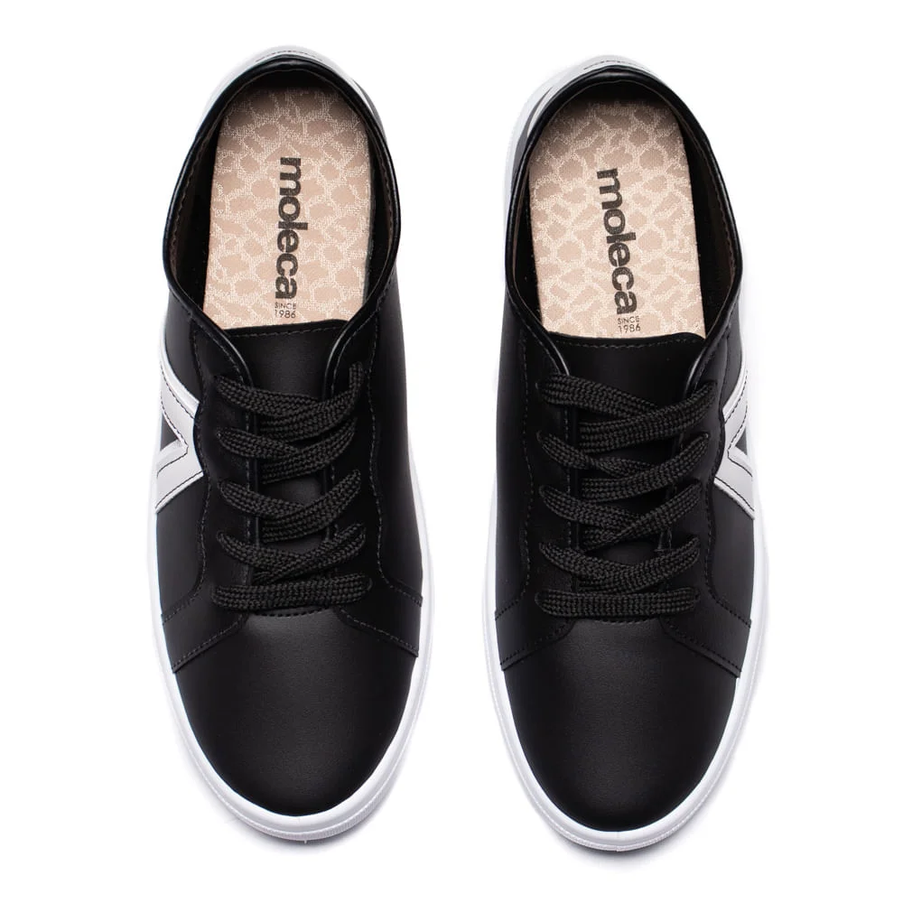 Tênis Feminino Moleca Napa Sardenha Casual Preto/Branco Preto 4