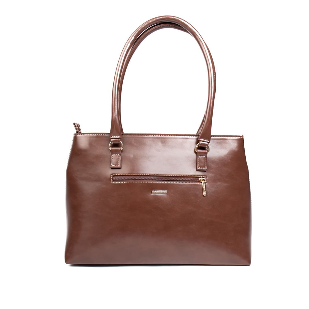 Bolsa Feminina Rafitthy Tote Grande Verniz Marrom Marrom 2