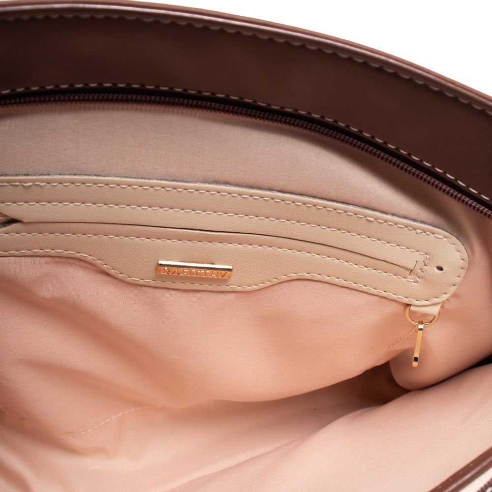 Bolsa Feminina Rafitthy Tote Grande Verniz Marrom Marrom 4