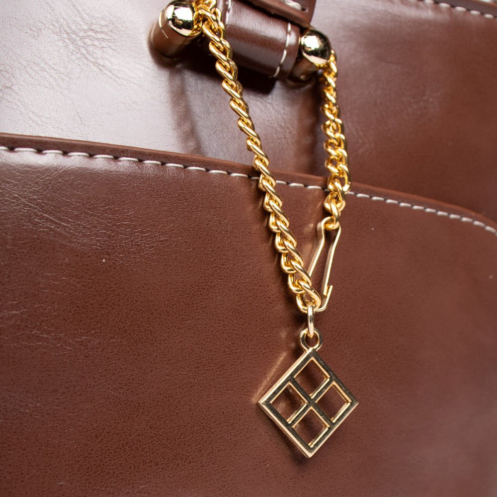 Bolsa Feminina Rafitthy Tote Grande Verniz Marrom Marrom 5