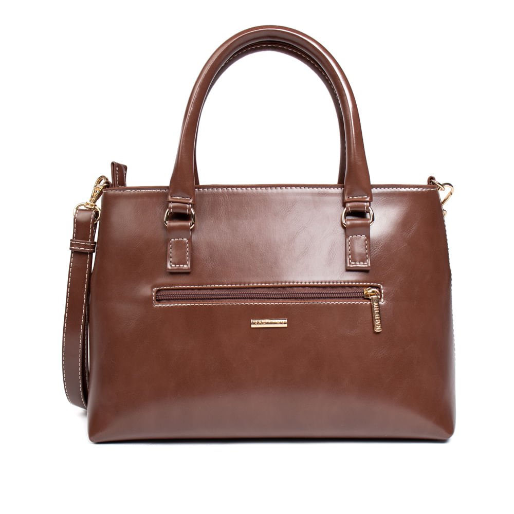 Bolsa Feminina Rafitthy Tiracolo Média Verniz Marrom/Dourado Marrom 2