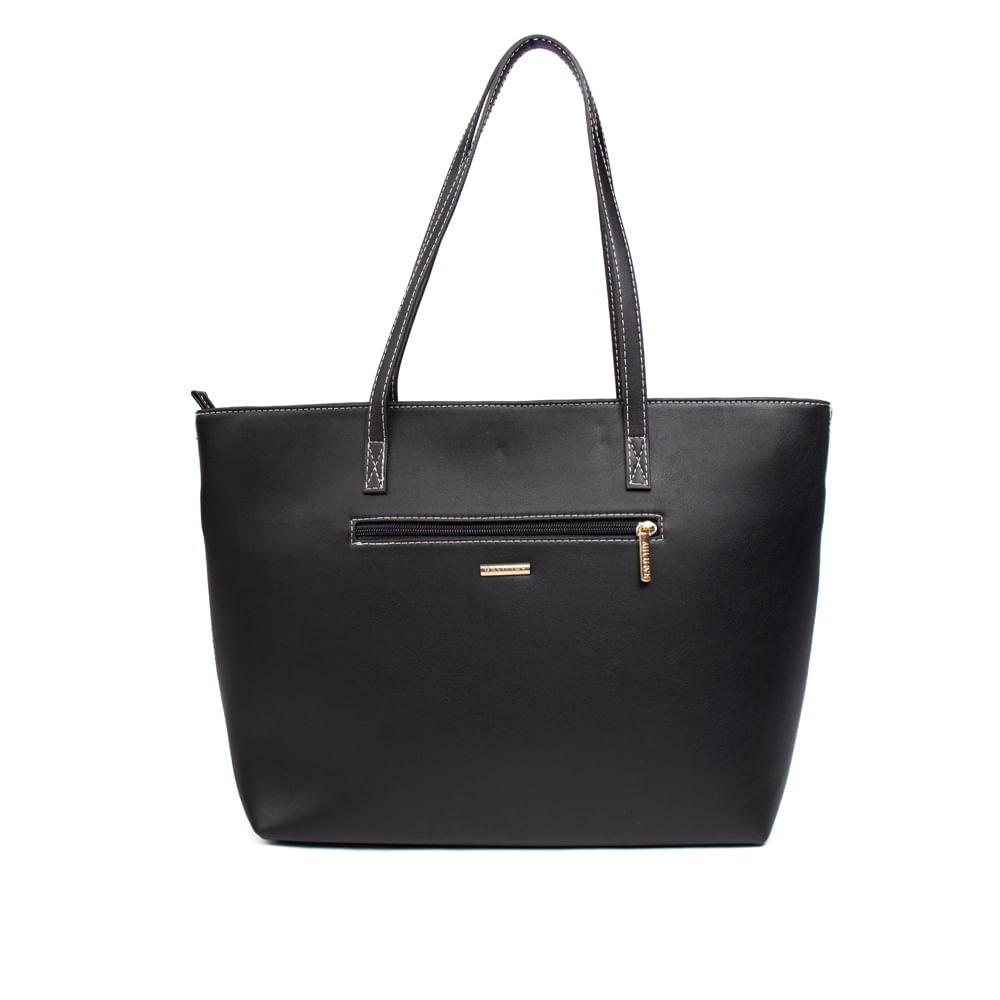 Bolsa Feminina Rafitthy Tote Grande Estrutura Quadrada Preto Preto 2