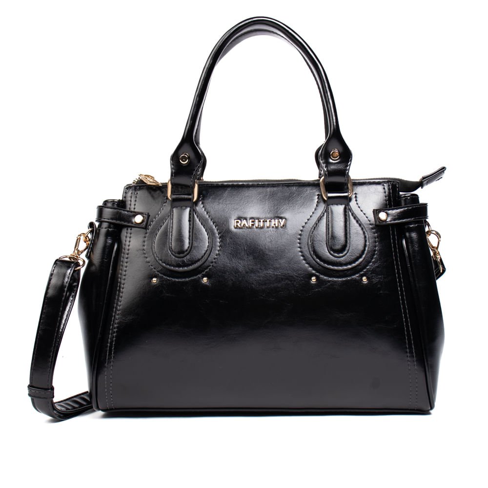Bolsa Feminina Rafitthy Tiracolo Média Verniz Preto