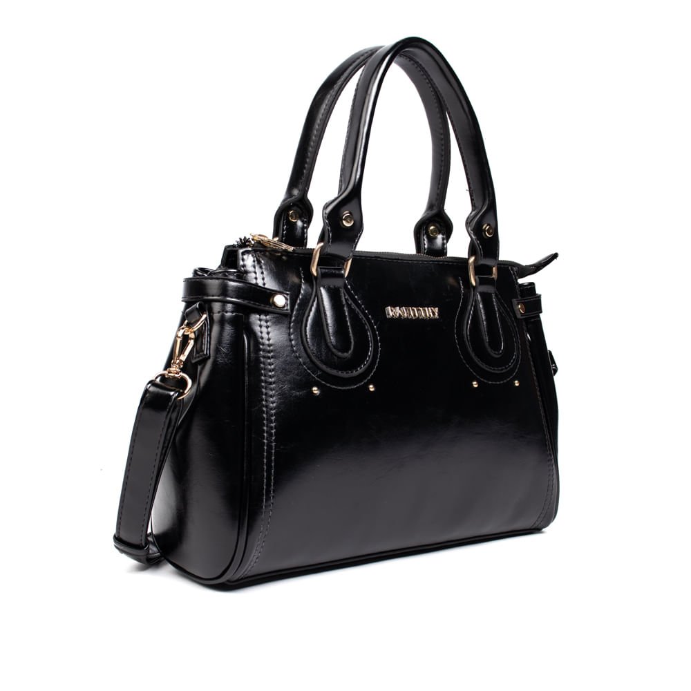 Bolsa Feminina Rafitthy Tiracolo Média Verniz Preto Preto 3