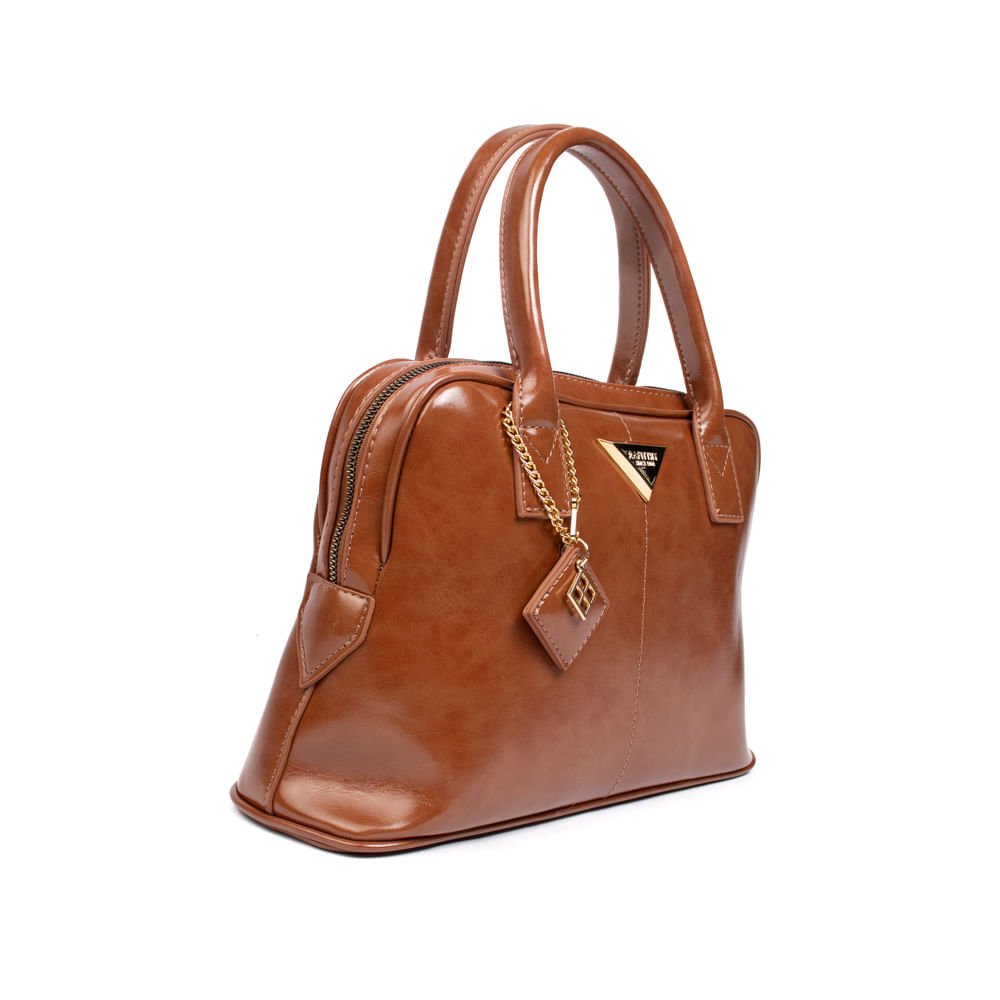 Bolsa Feminina Rafitthy Tiracolo Média Verniz Caramelo Marrom 3