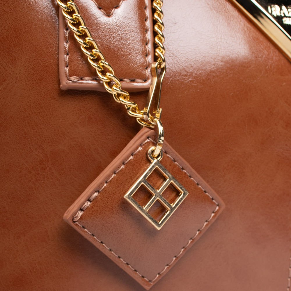 Bolsa Feminina Rafitthy Tiracolo Média Verniz Caramelo Marrom 4