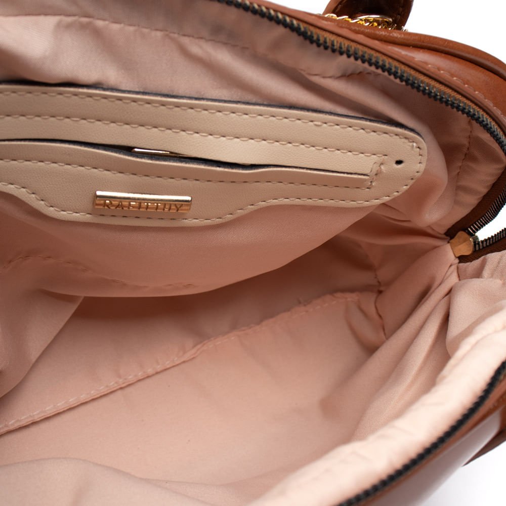 Bolsa Feminina Rafitthy Tiracolo Média Verniz Caramelo Marrom 5