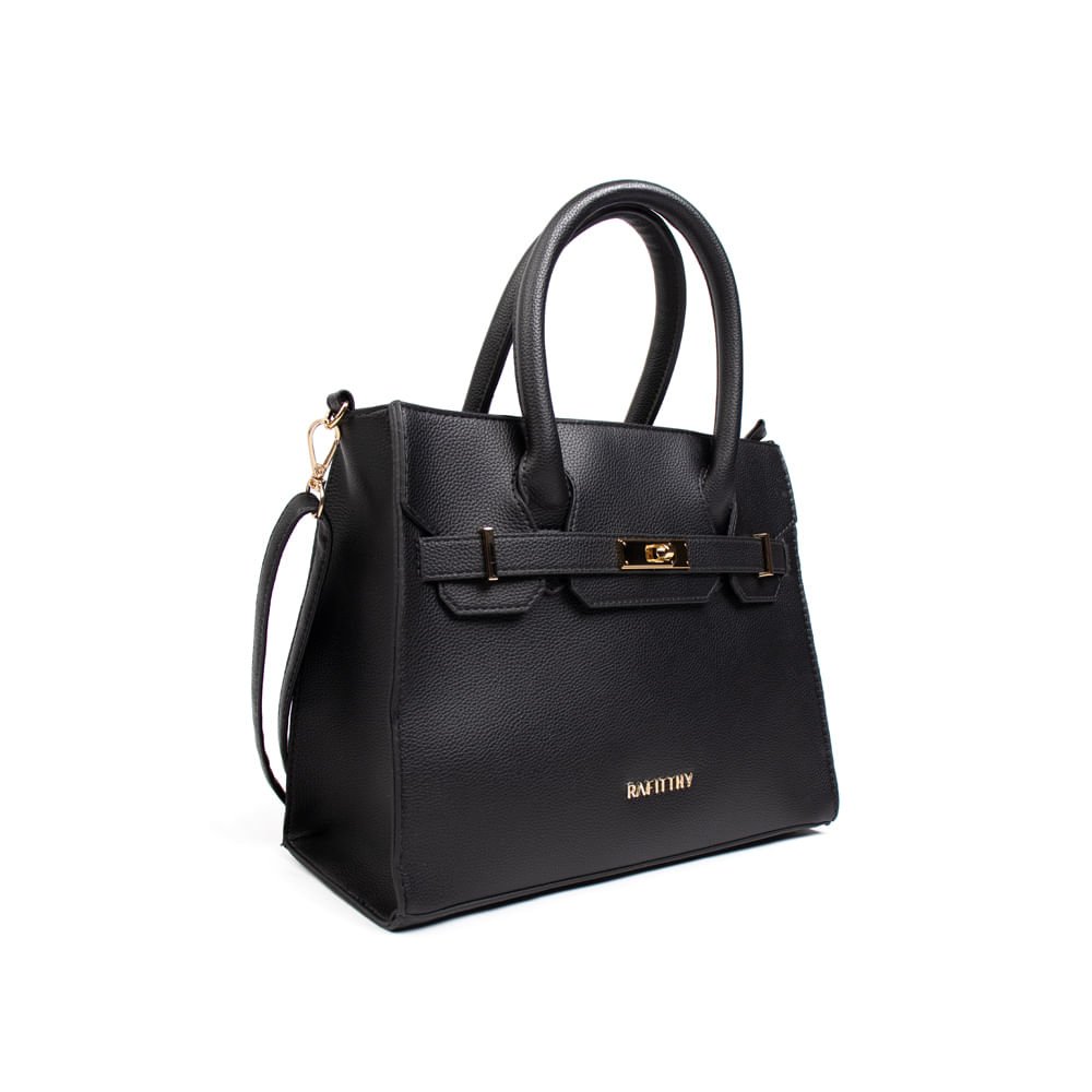 Bolsa Feminina Rafitthy Tote Média Preto Preto 3