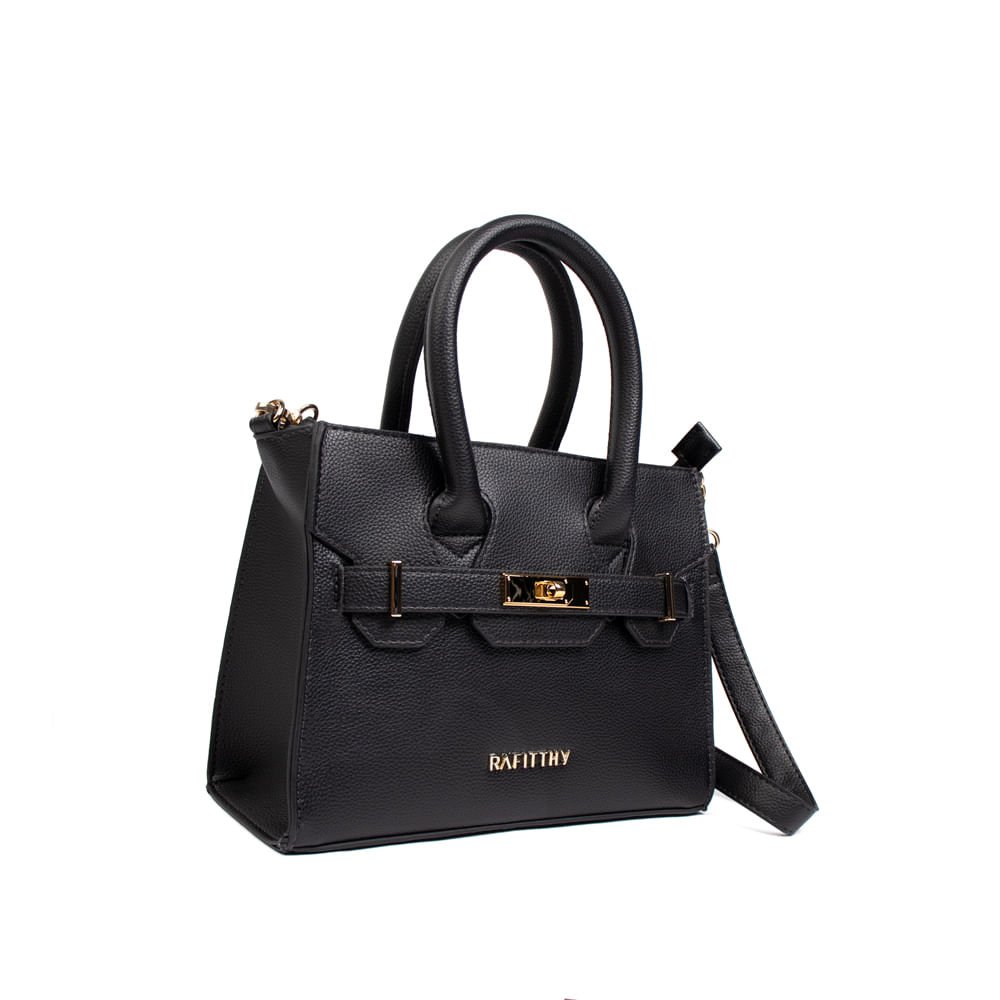 Bolsa Feminina Rafitthy Tote Pequena Preto Preto 3