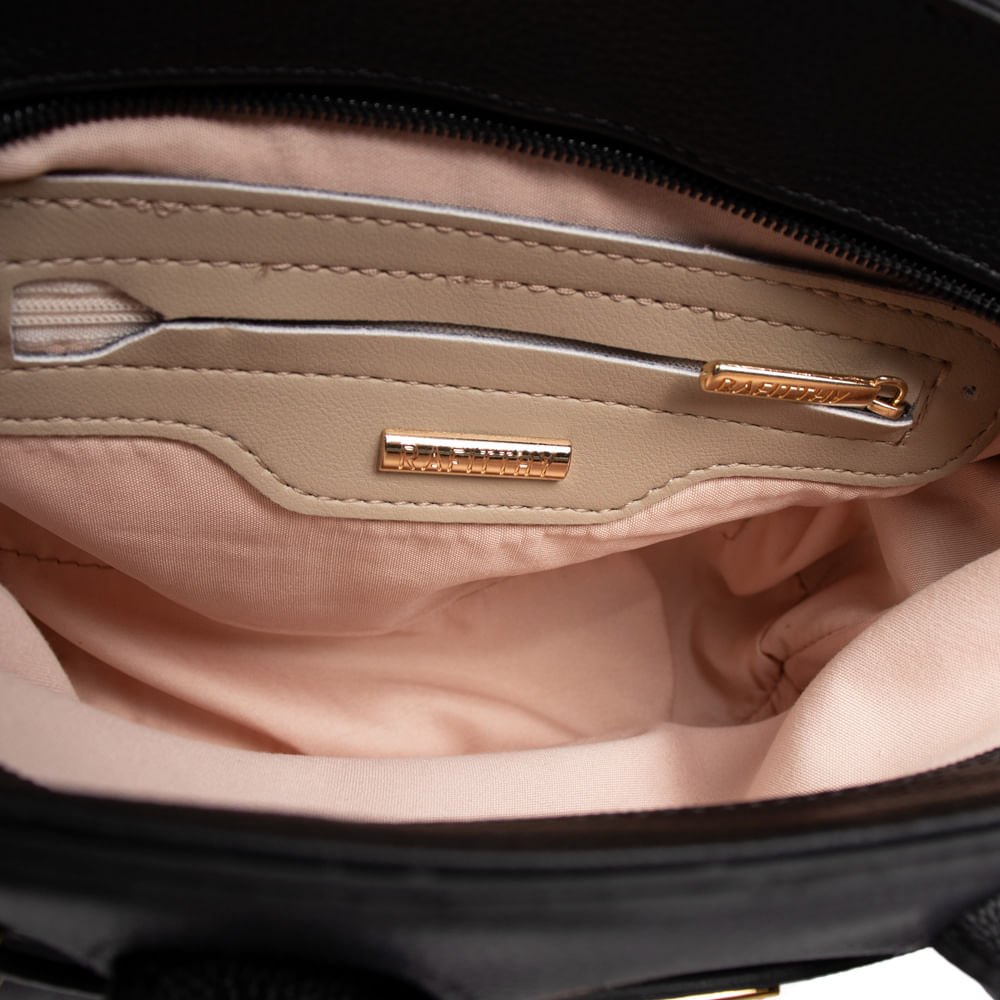 Bolsa Feminina Rafitthy Tote Pequena Preto Preto 6