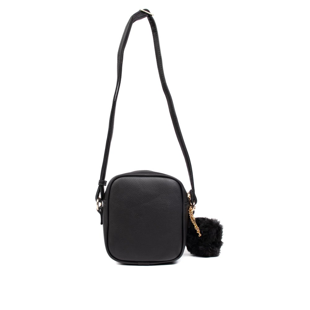 Bolsa Feminina Rafitthy Shoulder Bag Pompom Pequena Preto Preto 2
