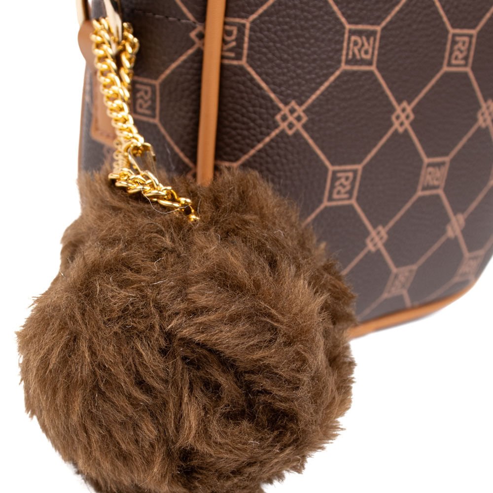 Bolsa Feminina Rafitthy Shoulder Bag Pompom Pequena Marrom Marrom 4