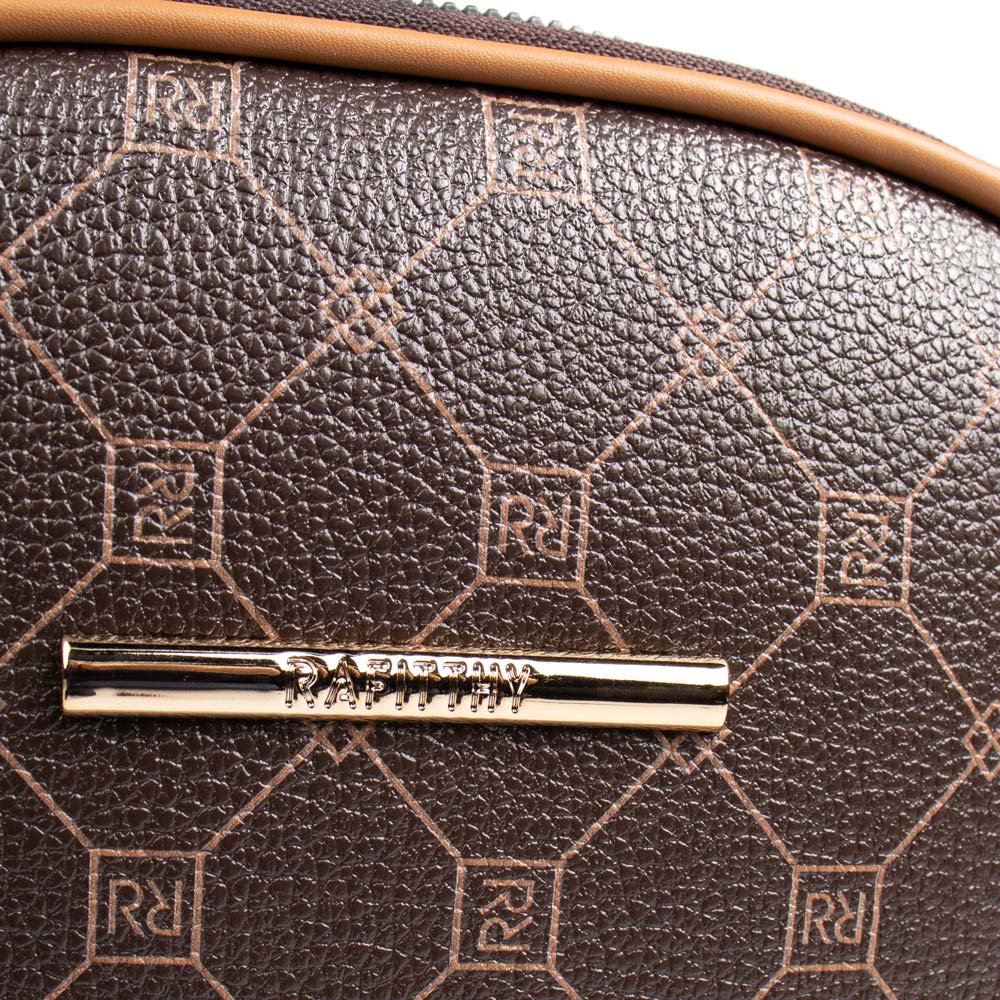 Mochila Feminina Rafitthy Média Monograma Marrom Marrom 5