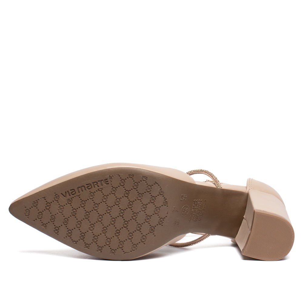 Sapato Feminino Via Marte Scarpin Tiras Brilho Creme Bege 2
