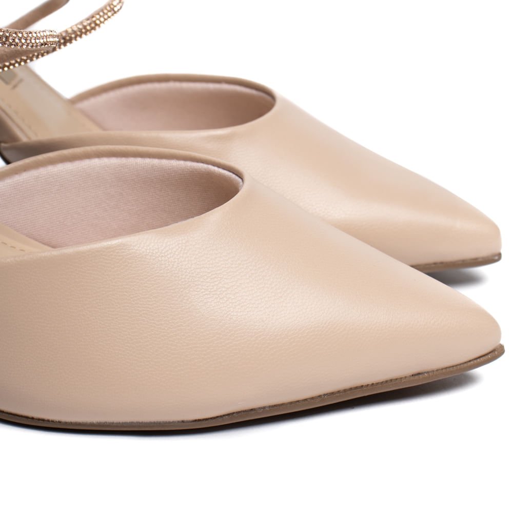 Sapato Feminino Via Marte Scarpin Tiras Brilho Creme Bege 5