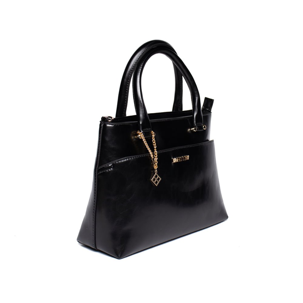 Bolsa Feminina Rafitthy Tote Média Verniz Preto Preto 3