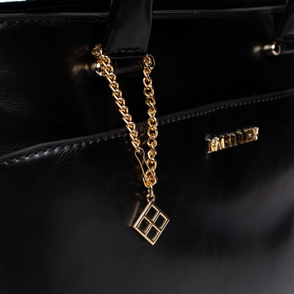 Bolsa Feminina Rafitthy Tote Média Verniz Preto Preto 4