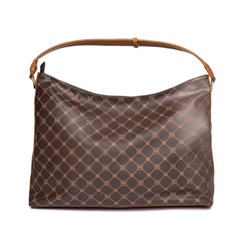 Bolsa Feminina Rafitthy Tiracolo Grande Monograma Marrom Marrom 2