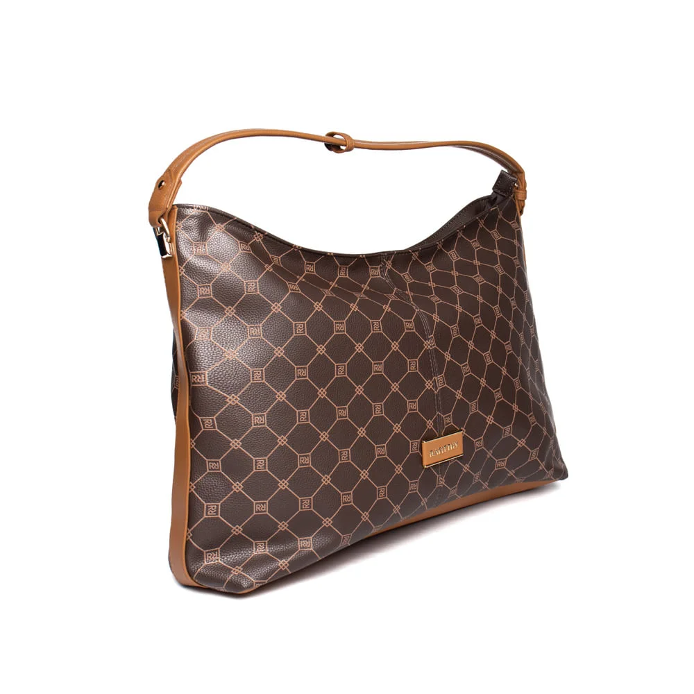 Bolsa Feminina Rafitthy Tiracolo Grande Monograma Marrom Marrom 3