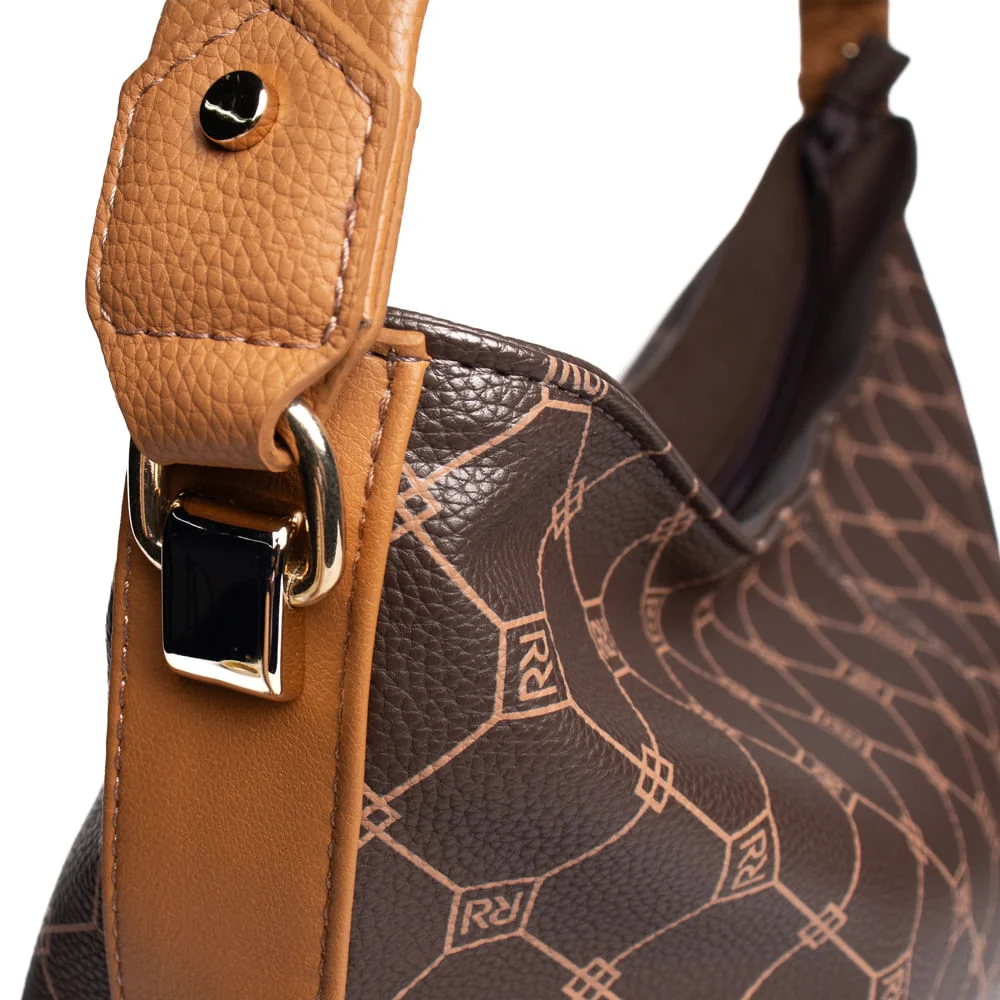 Bolsa Feminina Rafitthy Tiracolo Grande Monograma Marrom Marrom 4